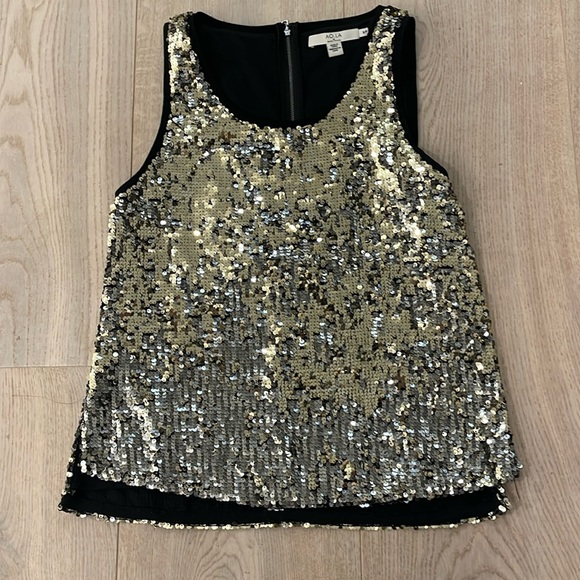 Alice + Olivia Camisole Gold Sequin Sleeveless top, size S/P - Picture 5 of 16